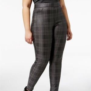HUE Plaid Leggings Grey/Black, shimmer, 3X